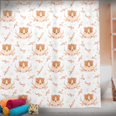 Cute Hamster Face and Pink Flowers Pattern Bath Duschvorhang