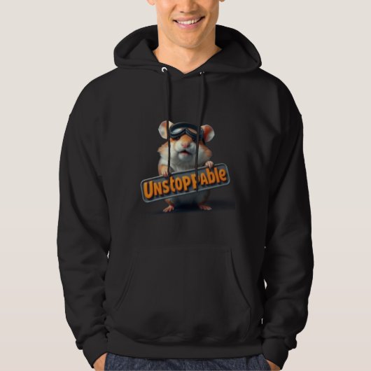 Cute Hamster Hoodie – “Unstoppable” Motivational  (Vorderseite)