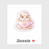 Cute Hamster in Coffee Cup Kawaii Sticker (Blatt)