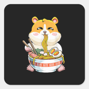 Cute Hamster Kawaii Ramen Quadratischer Aufkleber