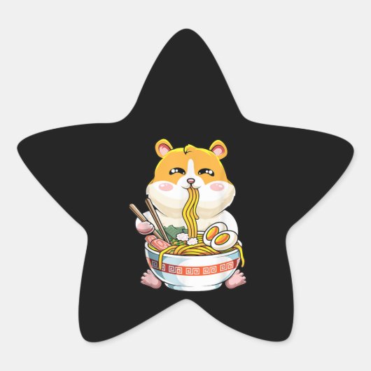 Cute Hamster Kawaii Ramen Stern-Aufkleber (Vorderseite)