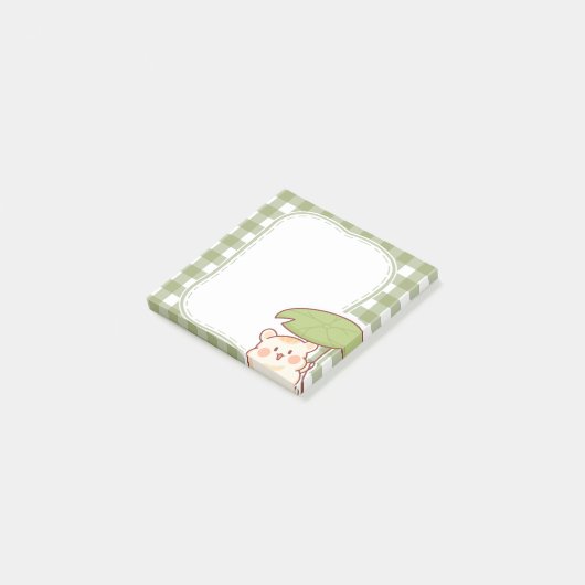 Cute Hamster with Lotus Leaf Frame Post-it Klebezettel (angewinkelt)