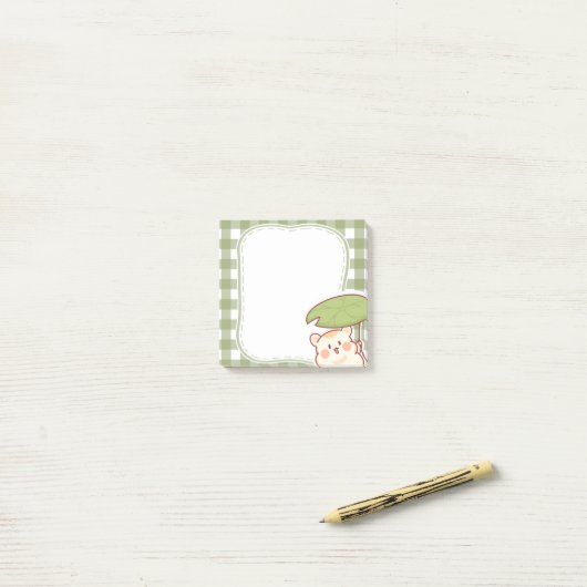 Cute Hamster with Lotus Leaf Frame Post-it Klebezettel (Auf Schreibtisch)