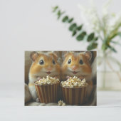 Cute Hamsters With Popcorn For movie Night Postkarte (Stehend Vorderseite)
