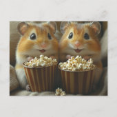 Cute Hamsters With Popcorn For movie Night Postkarte (Vorderseite)
