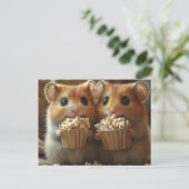 Cute Hamsters With Popcorn Postkarte (Stehend Vorderseite)