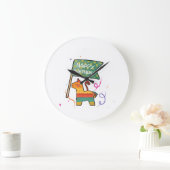 Cute Hand-Drawn Birthday  Große Wanduhr (Zuhause)