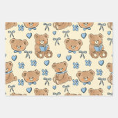 Cute Hand-drawn Brown Teddy Bears Seamless Pattern Geschenkpapier Set (Vorderseite 3)