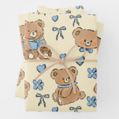 Cute Hand-drawn Brown Teddy Bears Seamless Pattern Geschenkpapier Set (Beispiel)