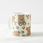 Cute Hand-drawn Brown Teddy Bears Seamless Pattern Kaffeetasse (Vorderseite Links)