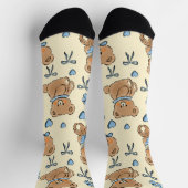 Cute Hand-drawn Brown Teddy Bears Seamless Pattern Socken (Oben)