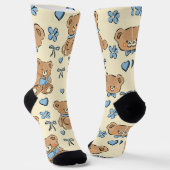 Cute Hand-drawn Brown Teddy Bears Seamless Pattern Socken (Gewinkelt)