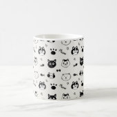 Cute Hand-drawn Cat Faces Doodle Pattern Kaffeetasse (Mittel)