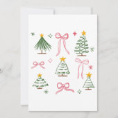 Cute Hand Drawn Christmas Trees and Bows Pattern Einladung (Vorderseite)