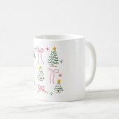 Cute Hand Drawn Christmas Trees and Bows Pattern Kaffeetasse (VorderseiteRechts)