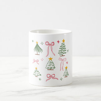 Cute Hand Drawn Christmas Trees and Bows Pattern Kaffeetasse