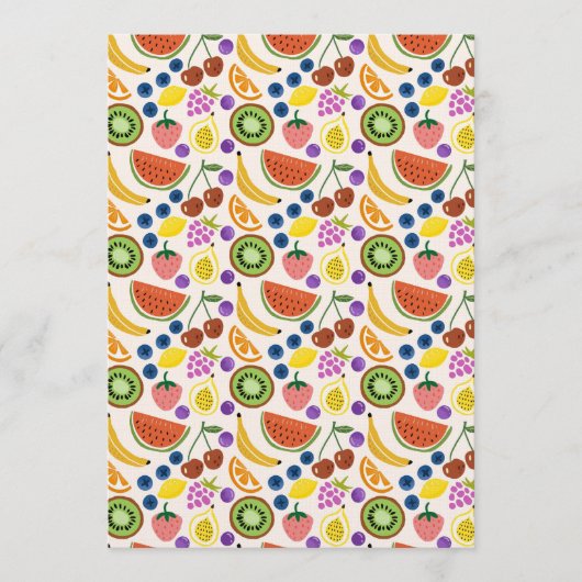 Cute Hand-drawn Doodle Fruits Seamless Pattern Einladung (Vorderseite)