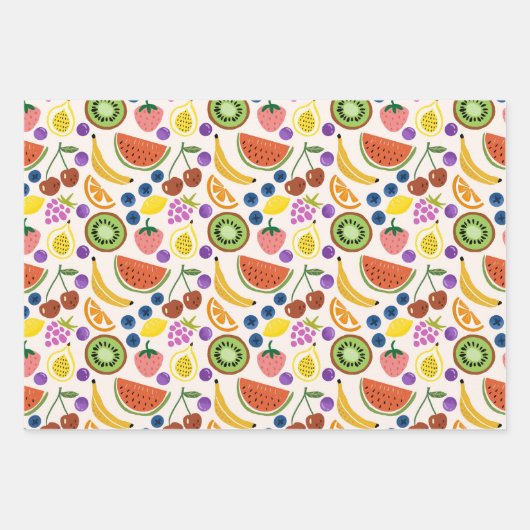 Cute Hand-drawn Doodle Fruits Seamless Pattern Geschenkpapier Set (Vorderseite 3)