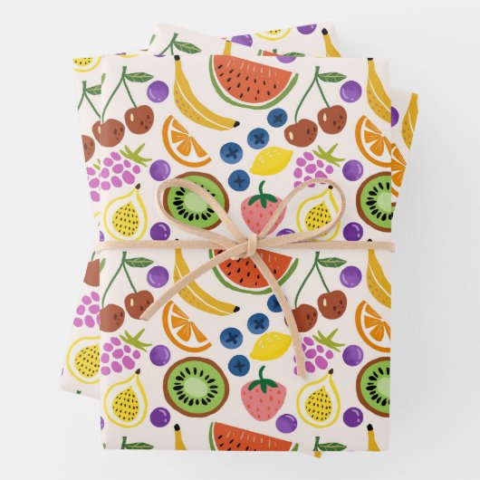 Cute Hand-drawn Doodle Fruits Seamless Pattern Geschenkpapier Set (Beispiel)