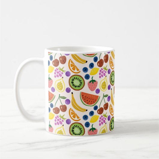 Cute Hand-drawn Doodle Fruits Seamless Pattern Kaffeetasse (Links)