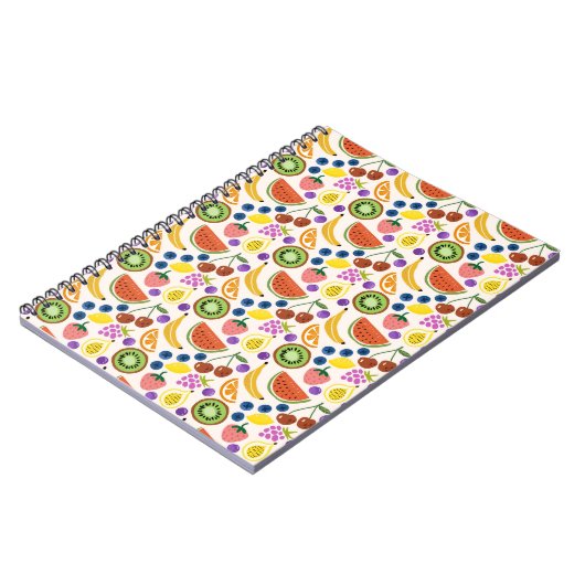 Cute Hand-drawn Doodle Fruits Seamless Pattern Notizblock (Linke Seite)