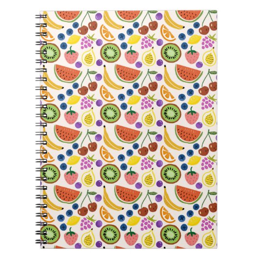 Cute Hand-drawn Doodle Fruits Seamless Pattern Notizblock (Vorderseite)