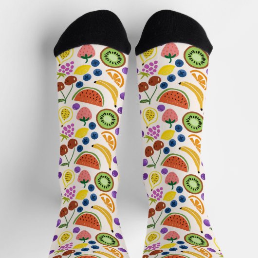 Cute Hand-drawn Doodle Fruits Seamless Pattern Socken (Oben)