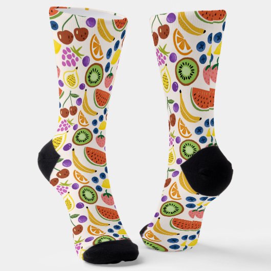 Cute Hand-drawn Doodle Fruits Seamless Pattern Socken (Gewinkelt)
