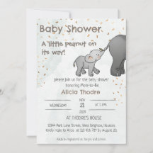 Cute Hand Drawn Elephant Little Peanut Baby Shower