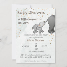 Cute Hand Drawn Elephant Little Peanut Baby Shower Einladung