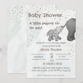 Cute Hand Drawn Elephant Little Peanut Baby Shower Einladung (Vorne/Hinten)
