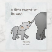 Cute Hand Drawn Elephant Little Peanut Baby Shower Weinetikett (Einzelnes Label)