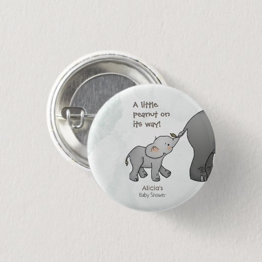  Cute Hand Drawn Elephant Little Peanut BabyShower Button (Vorne & Hinten)
