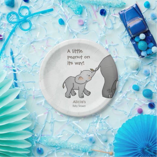  Cute Hand Drawn Elephant Little Peanut BabyShower Pappteller (Party)