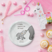 Cute Hand Drawn Elephant Little Peanut BabyShower Pappteller (Party)