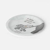 Cute Hand Drawn Elephant Little Peanut BabyShower Pappteller (Schrägansicht)