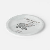 Cute Hand Drawn Elephant Little Peanut BabyShower Pappteller (Schrägansicht)