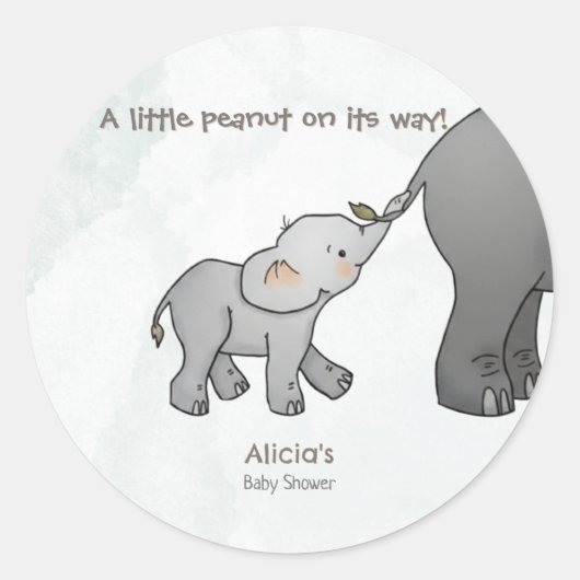  Cute Hand Drawn Elephant Little Peanut on its way Runder Aufkleber (Vorderseite)