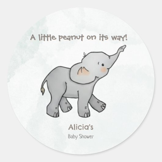  Cute Hand Drawn Elephant Little Peanut on its way Runder Aufkleber (Vorderseite)