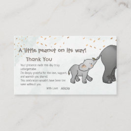 Cute Hand Drawn Elephant Little Peanut Thank You Begleitkarte