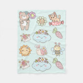 Cute hand drawn illustrations Nursery decor Blue Fleecedecke (Vorderseite)