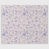 Cute Hand Drawn Italian Food and Flowers Kitchen Geschenkpapier (Flach)