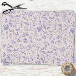 Cute Hand Drawn Italian Food and Flowers Kitchen Seidenpapier