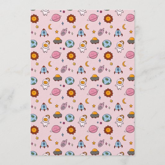 Cute Hand-drawn Little Planet Einladung (Vorderseite)