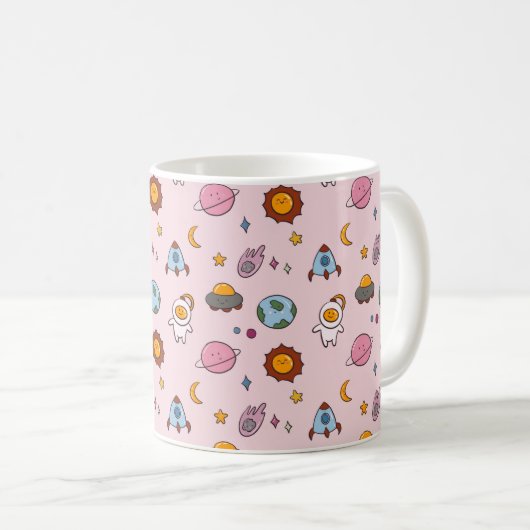Cute Hand-drawn Little Planet Kaffeetasse (VorderseiteRechts)