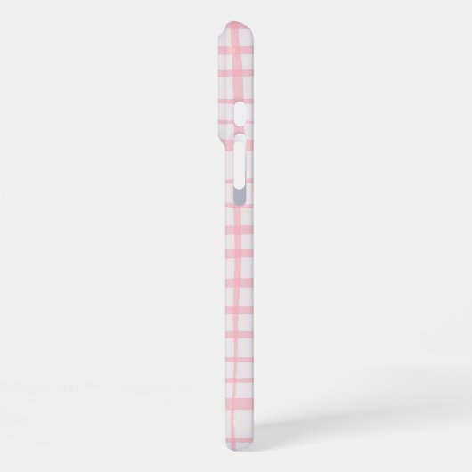 Cute Hand-Drawn Modern Pink Grid iPhone Hülle (Linke Seite)