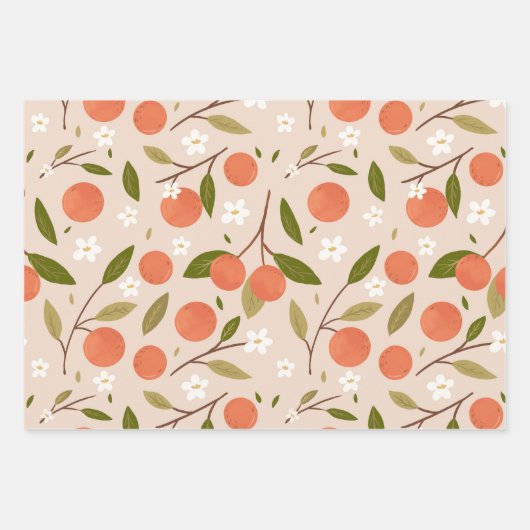 Cute Hand-drawn Orange Blossom Seamless Pattern Geschenkpapier Set (Vorderseite 2)