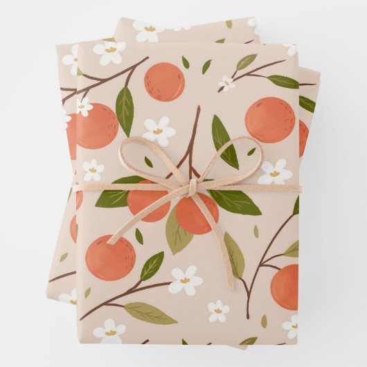 Cute Hand-drawn Orange Blossom Seamless Pattern Geschenkpapier Set (Beispiel)