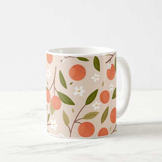 Cute Hand-drawn Orange Blossom Seamless Pattern Kaffeetasse (VorderseiteRechts)