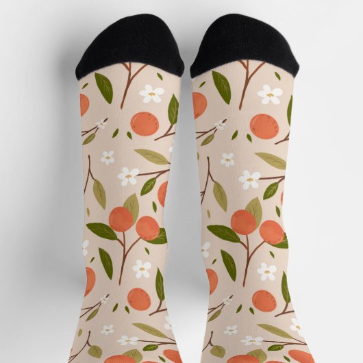 Cute Hand-drawn Orange Blossom Seamless Pattern Socken (Oben)